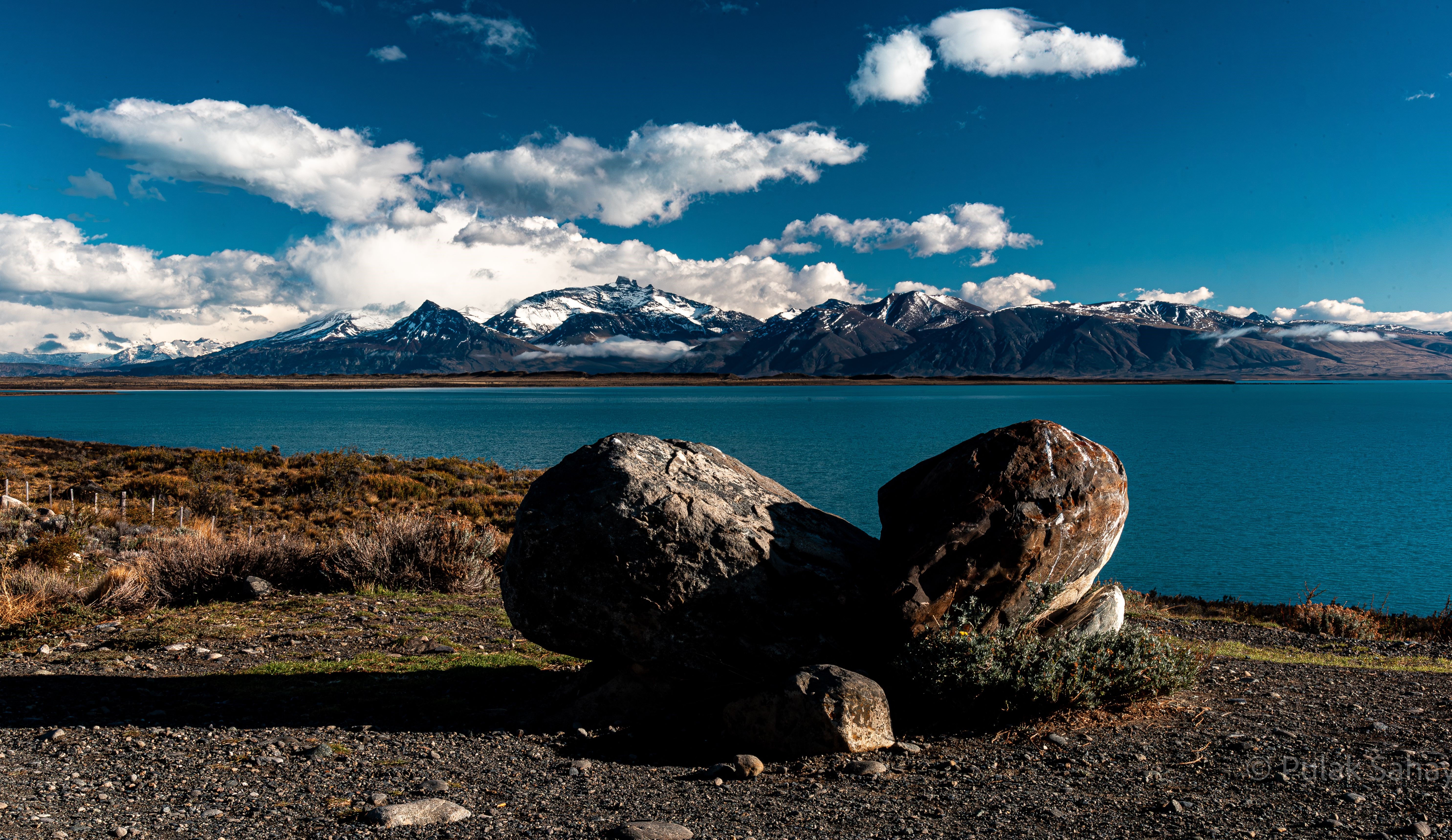 Blue snowcapped mountains